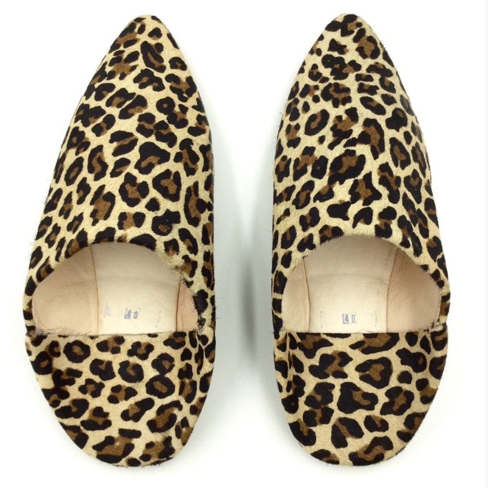 Leopard Fur Print Moroccan Slipper